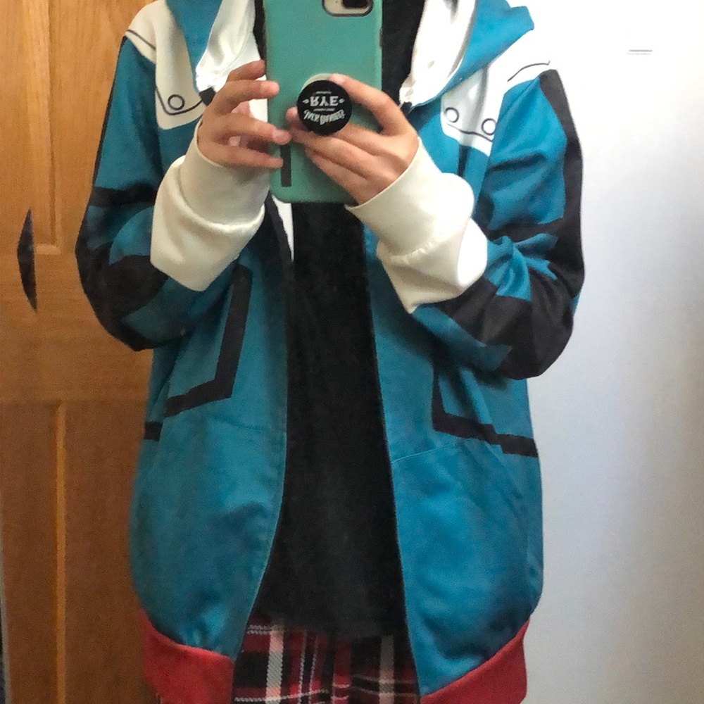 mha deku zip up hoodie